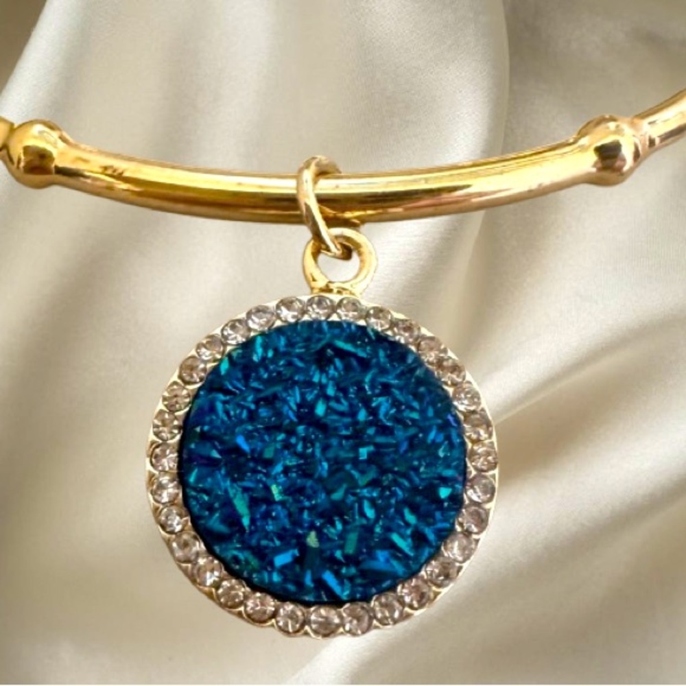 Kate Spade New York Women's All That Glitters Druzy Cuff Bracelet - Blue - Rare - Picture 4 of 11